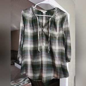 Bob Timberlake Blouse with tie detail and elastic 3/4 sleeves